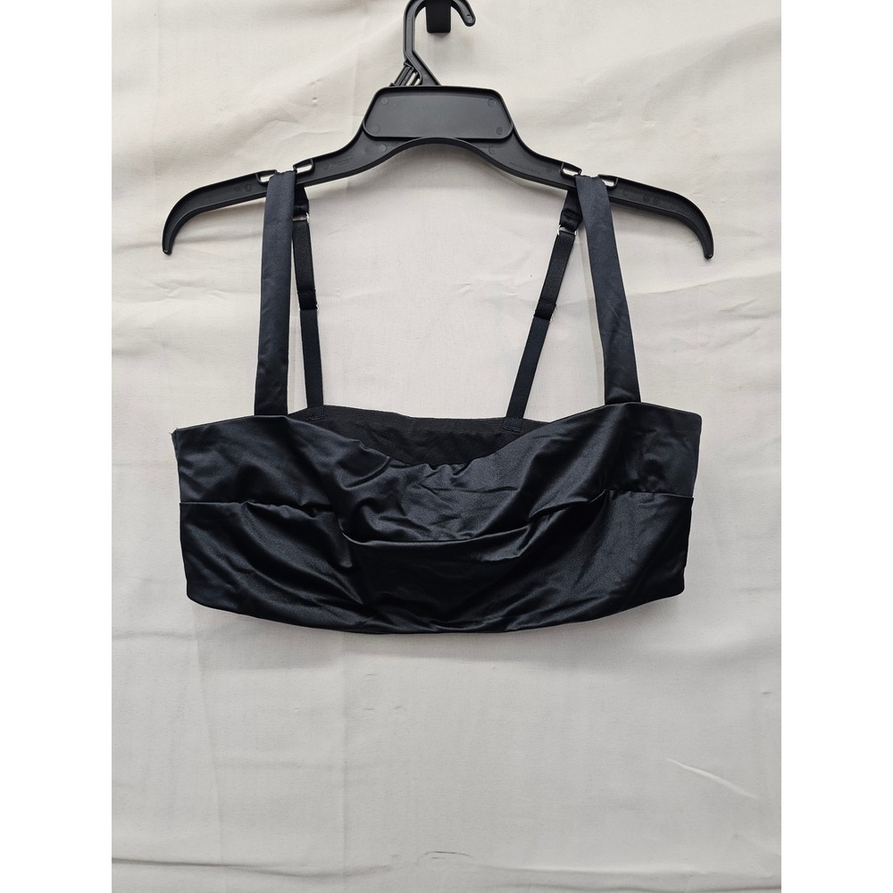 Target Womens Satin Bandeau Bikini Top Black Nylon Adjustable Size XL